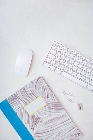 Desk with laptop